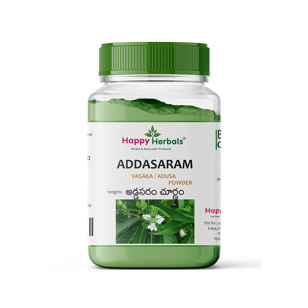 Addasaram Powder: Happy Herbals' digestive support. Blended with natural herbs, it aids digestion and relieves discomfort. Trust in tradition for a healthier gut