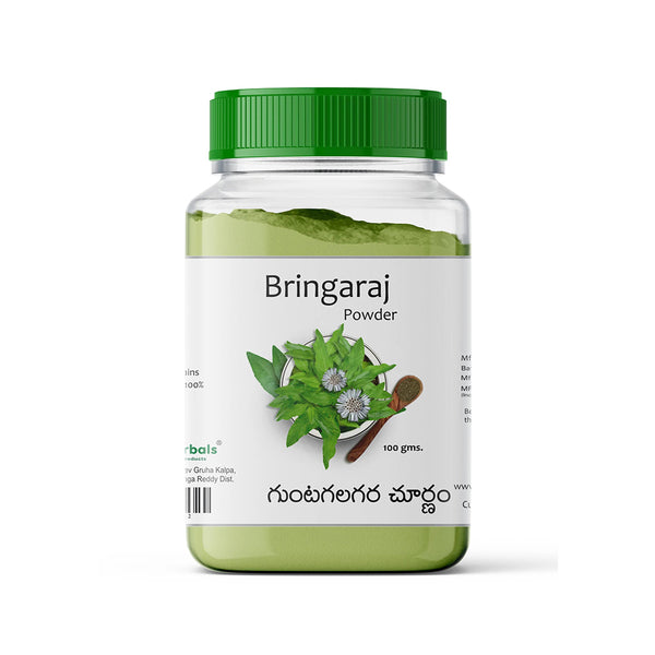 Bringaraja Powder: Happy Herbals' hair care secret. Enriched with Bringaraja, it promotes hair growth and scalp health. Embrace nature for luscious locks.