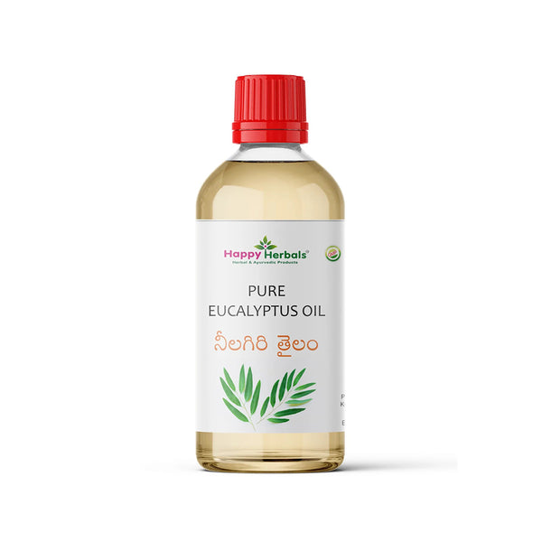 Eucalyptus Oil: Happy Herbals' natural remedy for respiratory wellness. Pure and potent, it helps clear congestion and supports easy breathing. Embrace nature for clearer airways.