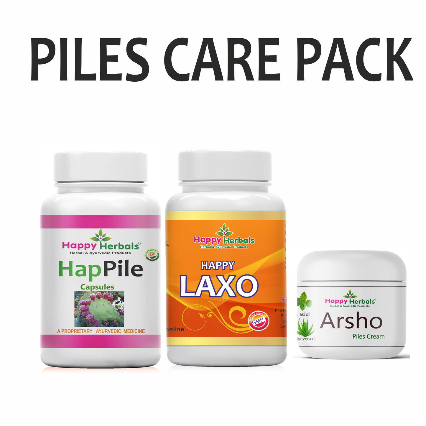 Find relief with HappyHerbals' Piles Care Pack. Expertly formulated with Ayurvedic ingredients, this pack offers natural support for hemorrhoid discomfort, promoting comfort and well-being. Trust HappyHerbals for gentle solutions to your piles concerns.